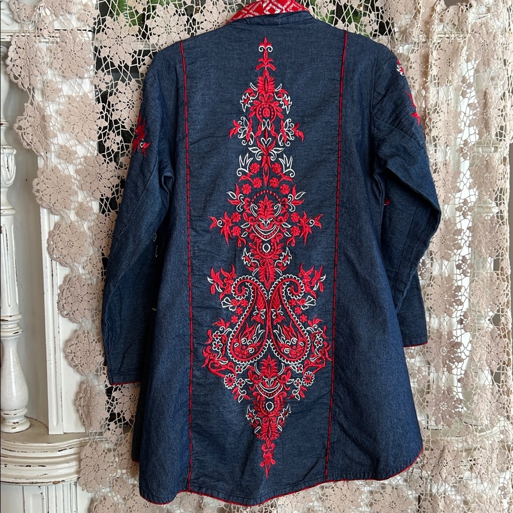 Unique, Vintage Embroidered Denim Jacket